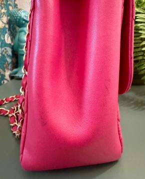 Chanel Raspberry Pink Jumbo Mademoiselle Chic Flap Bag 3