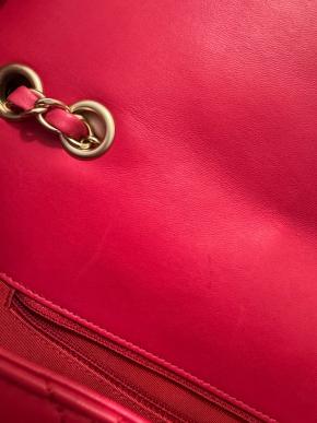 Chanel Raspberry Pink Jumbo Mademoiselle Chic Flap Bag 12
