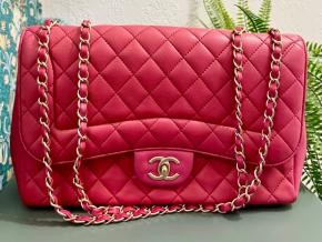 Chanel Raspberry Pink Jumbo Mademoiselle Chic Flap Bag 17