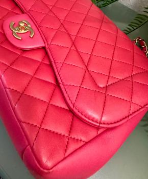 Chanel Raspberry Pink Jumbo Mademoiselle Chic Flap Bag 13