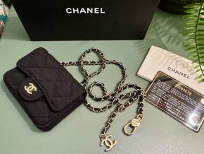 Chanel Black Jersey/Leather Micro  Belt Bag 5