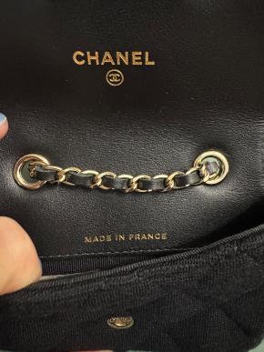 Chanel Black Jersey/Leather Micro  Belt Bag 7