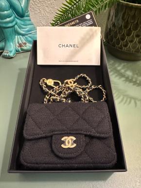 Chanel Black Jersey/Leather Micro  Belt Bag 10