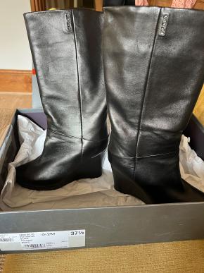 Prada Black Leather Eddy Wedge Boots 4