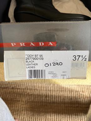 Prada Black Leather Eddy Wedge Boots 7