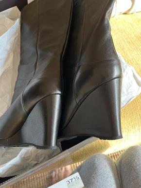 Prada Black Leather Eddy Wedge Boots 2