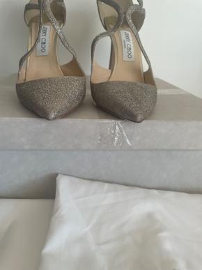 Jimmy Choo Gold Glitter Lancer 100 Heels 6