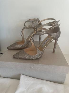 Jimmy Choo Gold Glitter Lancer 100 Heels 7