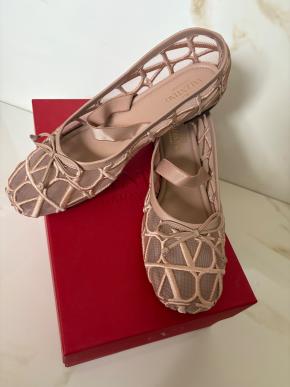 Valentino Rose Cannelle Toile Iconographie Ballet Flats 2