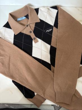 Prada Check Cashmere Polo Knit Jumper 4