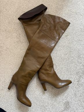 Chloe Dark Khaki Eve Over the Knee Leather Boots 2