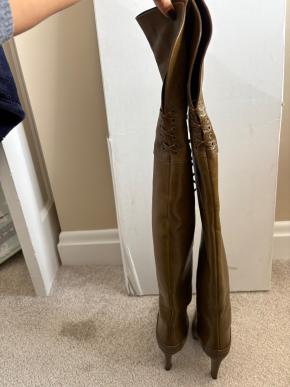 Chloe Dark Khaki Eve Over the Knee Leather Boots 4