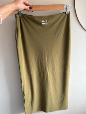 Miu Miu Olive Green Jersey Midi Skirt 2