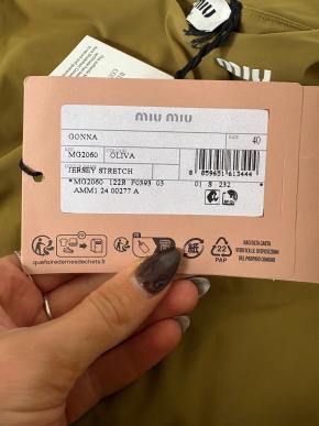 Miu Miu Olive Green Jersey Midi Skirt 7