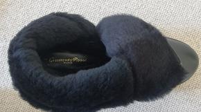 Gianvito Rossi Faux Fur Lined Black Leather Ankle Boots 7