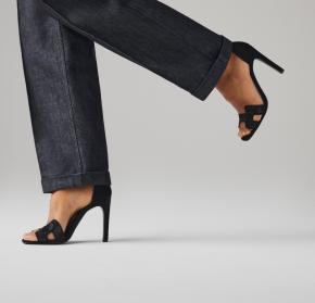 Hermes Black Suede Joy 105 Rhinestone Ankle Strap Pumps  37.5 4