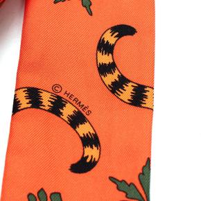 Hermès Paris Silk Twilly / Scarf – Jungle Leopard Print (Orange) 5
