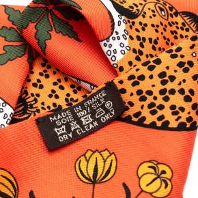 Hermès Paris Silk Twilly / Scarf – Jungle Leopard Print (Orange) 6
