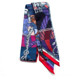 Hermès Twilly Silk Scarf – Equestrian Print, Multicolor 2