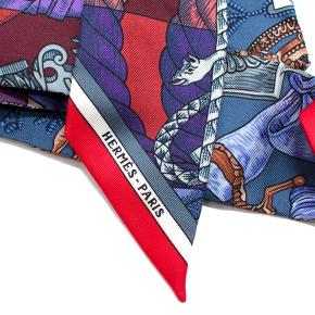 Hermès Twilly Silk Scarf – Equestrian Print, Multicolor 4