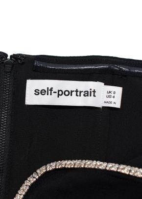 Self-Portrait Black Embellished Off-Shoulder Top & Mini Skirt Set 4