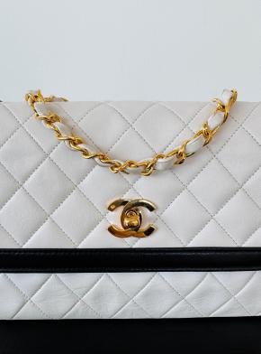 Chanel Vintage Black And White Matelasse Shoulder Bag 6