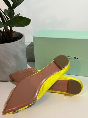 Aquazurra Yellow Satin Gatsby Ballet Pumps 5