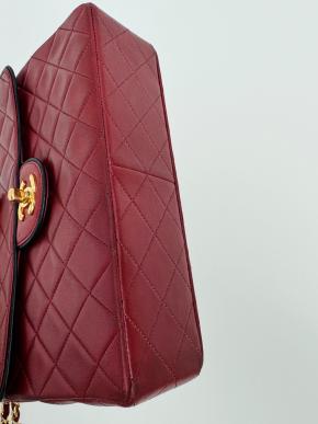 Chanel Vintage Red Matelassé Shoulder Bag 4