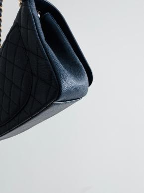 Chanel Navy Blue Medium Flap Quilted Caviar Bag 3