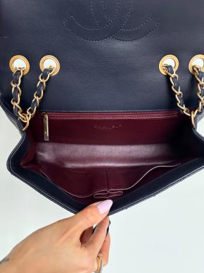 Chanel Navy Blue Medium Flap Quilted Caviar Bag 5