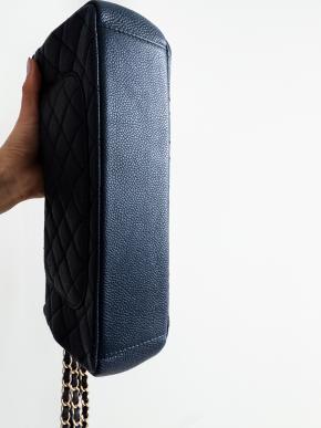 Chanel Navy Blue Medium Flap Quilted Caviar Bag 4