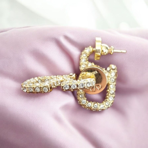 Valentino Crystal Embellished V Logo Earrings 3