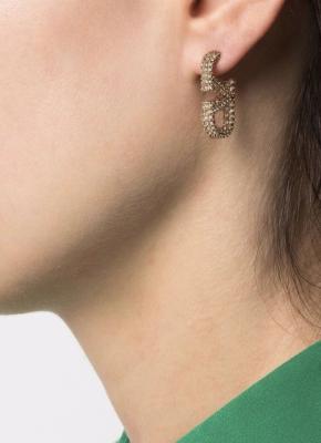 Valentino Crystal Embellished V Logo Earrings 2
