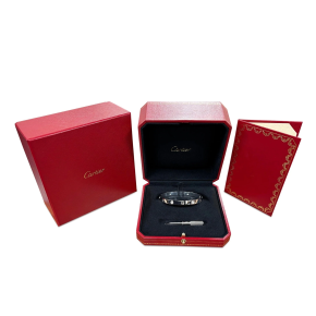 Cartier Classic White Gold 4-Diamond Love Bracelet size 17 2