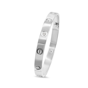Cartier Classic White Gold 4-Diamond Love Bracelet size 17 3
