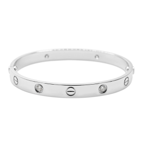 Cartier Classic White Gold 4-Diamond Love Bracelet size 17 2