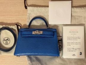 Hermes Rare Bleu Sapphire Mini Kelly II - Full set with receipt 8