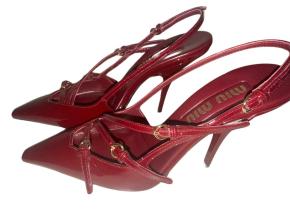 Miu Miu Strappy Burgundy Heeled Slingback Sandals 2