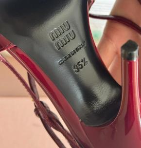 Miu Miu Strappy Burgundy Heeled Slingback Sandals 6