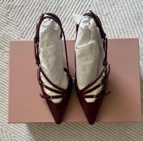 Miu Miu Strappy Burgundy Heeled Slingback Sandals 8