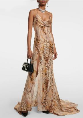 Alessandra Rich Leopard-Print Silk Georgette Gown 4