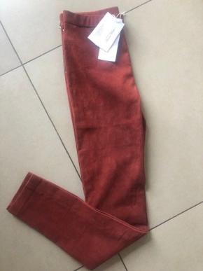 American Vintage Red Stretch Suede Leggings 6