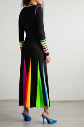 Christopher John Rogers Ribbed Wool Midi Dress 3