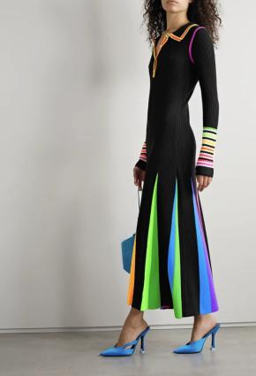 Christopher John Rogers Ribbed Wool Midi Dress 4