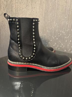 Louboutin Black Leather Stud Detail Chelsea Boots 3
