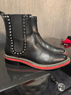 Louboutin Black Leather Stud Detail Chelsea Boots 2