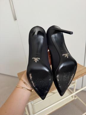 Prada Black Jersey Heeled Pumps 5