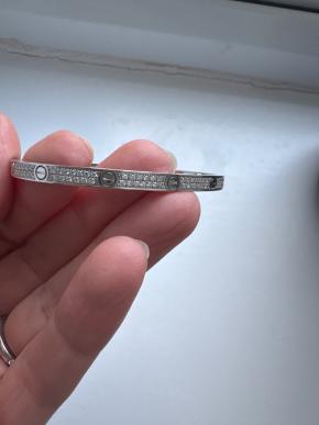 Cartier Full Diamond Set 2 Row Love Bangle 3