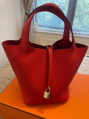 Hermes Rouge De Coeur Taurillon Clemence Picotin 22 Lock 2