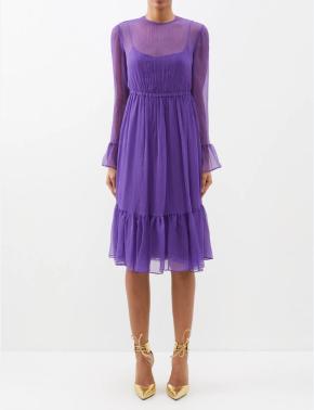 Gucci Purple Silk Chiffon Midi Dress 4